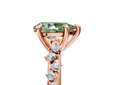 Rose gold Fancy Green Pear  Cut Diamond Vine Band with Four-Prong Setting_76