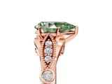 Rose gold Fancy Green Pear  Cut Diamond with Milgrain Marquise and Bezel Accents on a Solitaire Band with Prong Setting_210