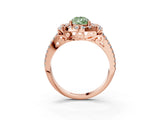 Rose gold Fancy Green Pear  Cut Double Halo Diamond Engagement Ring with Pave Band and Four-Prong Setting_29