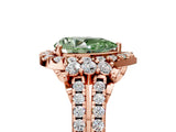 Rose gold Fancy Green Pear  Cut Double Halo Diamond Engagement Ring with Pave Band and Four-Prong Setting_31