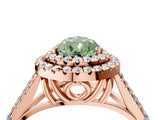 Rose gold Fancy Green Pear  Cut Double Halo Split Shank Diamond Ring with Prong Setting_54