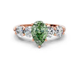 Rose gold Fancy Green Pear  Cut Five-Stone Prong Set Diamond Ring with Classic Band_31