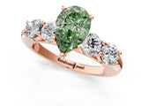 Rose gold Fancy Green Pear  Cut Five-Stone Prong Set Diamond Ring with Classic Band_32