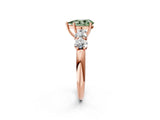 Rose gold Fancy Green Pear  Cut Five-Stone Prong Set Diamond Ring with Classic Band_33