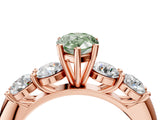 Rose gold Fancy Green Pear  Cut Five-Stone Prong Set Diamond Ring with Classic Band_35