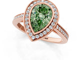 Rose gold Fancy Green Pear Cut Halo Bezel Diamond Pave Band Ring_1