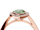 Rose gold Fancy Green Pear Cut Halo Bezel Diamond Pave Band Ring_4