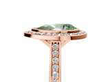 Rose gold Fancy Green Pear Cut Halo Bezel Diamond Pave Band Ring_5