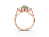 Rose gold Fancy Green Pear Cut Halo Cluster Diamond Ring with Pave Band and Four-Prong Setting_15