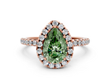 Rose gold Fancy Green Pear  Cut Halo Diamond Engagement Ring with Pave Band and Four-Prong Setting_19
