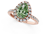 Rose gold Fancy Green Pear  Cut Halo Diamond Engagement Ring with Pave Band and Four-Prong Setting_20
