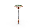 Rose gold Fancy Green Pear  Cut Halo Diamond Engagement Ring with Pave Band and Four-Prong Setting_21