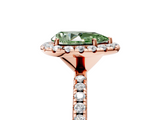 Rose gold Fancy Green Pear  Cut Halo Diamond Engagement Ring with Pave Band and Four-Prong Setting_24