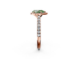Rose gold Fancy Green Pear  Cut Halo Diamond Engagement Ring with Pave Band and Four-Prong Setting_30