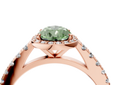 Rose gold Fancy Green Pear  Cut Halo Diamond Engagement Ring with Pave Band and Four-Prong Setting_32