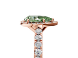 Rose gold Fancy Green Pear  Cut Halo Diamond Engagement Ring with Pave Band and Four-Prong Setting_33