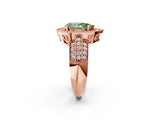 Rose gold Fancy Green Pear Cut Halo Diamond Engagement Ring with Pave Split Shank and Four-Prong Setting_2