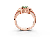 Rose gold Fancy Green Pear Cut Halo Diamond Engagement Ring with Pave Split Shank and Four-Prong Setting_3