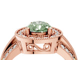 Rose gold Fancy Green Pear Cut Halo Diamond Engagement Ring with Pave Split Shank and Four-Prong Setting_4