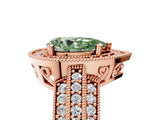 Rose gold Fancy Green Pear Cut Halo Diamond Engagement Ring with Pave Split Shank and Four-Prong Setting_5