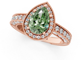 Rose gold Fancy Green Pear  Cut Halo Diamond Pave Band Ring with Four-Prong Setting_45
