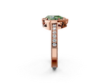 Rose gold Fancy Green Pear  Cut Halo Diamond Pave Band Ring with Four-Prong Setting_46
