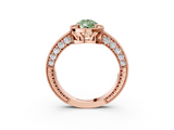 Rose gold Fancy Green Pear  Cut Halo Diamond Pave Band Ring with Four-Prong Setting_47