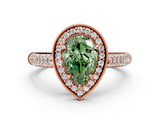 Rose gold Fancy Green Pear  Cut Halo Diamond Pave Band with Four-Prong Setting_37