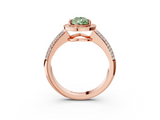 Rose gold Fancy Green Pear  Cut Halo Diamond Pave Band with Four-Prong Setting_40