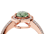 Rose gold Fancy Green Pear  Cut Halo Diamond Pave Band with Four-Prong Setting_41