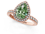 Rose gold Fancy Green Pear Cut Halo Diamond Pave Band with Prong Setting_1