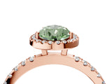 Rose gold Fancy Green Pear Cut Halo Diamond Pave Band with Prong Setting_4