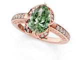 Rose gold Fancy Green Pear  Cut Halo Diamond Ring with Channel Set Band and Four-Prong Setting_33