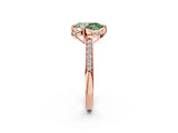 Rose gold Fancy Green Pear  Cut Halo Diamond Ring with Channel Set Band and Four-Prong Setting_34
