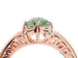 Rose gold Fancy Green Pear  Cut Halo Diamond Ring with Channel Set Band and Four-Prong Setting_36