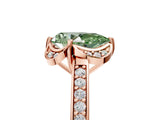 Rose gold Fancy Green Pear  Cut Halo Diamond Ring with Channel Set Band and Four-Prong Setting_37