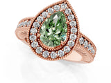 Rose gold Fancy Green Pear  Cut Halo Diamond Ring with Pavé Band and Four-Prong Setting_71