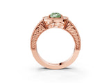 Rose gold Fancy Green Pear  Cut Halo Diamond Ring with Pavé Band and Four-Prong Setting_73
