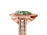 Rose gold Fancy Green Pear  Cut Halo Diamond Ring with Pavé Band and Four-Prong Setting_75