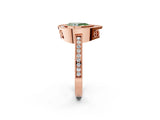 Rose gold Fancy Green Pear  Cut Halo Diamond Ring with Pavé Band and Milgrain Prong Setting_39