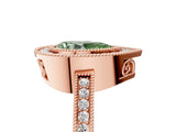 Rose gold Fancy Green Pear  Cut Halo Diamond Ring with Pavé Band and Milgrain Prong Setting_42