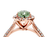 Rose gold Fancy Green Pear Cut Halo Diamond Ring with Pavé Band_4