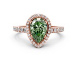 Rose gold Fancy Green Pear  Cut Halo Diamond Ring with Pave Band and Four-Prong Setting_24