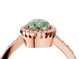 Rose gold Fancy Green Pear  Cut Halo Diamond Ring with Pave Band and Four-Prong Setting_28
