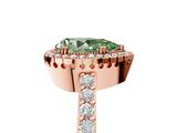 Rose gold Fancy Green Pear  Cut Halo Diamond Ring with Pave Band and Four-Prong Setting_29