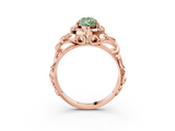 Rose gold Fancy Green Pear  Cut Halo Diamond Ring with Scrollwork Band and Four-Prong Setting_75