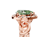Rose gold Fancy Green Pear  Cut Halo Diamond Ring with Scrollwork Band and Four-Prong Setting_77