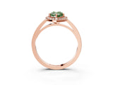 Rose gold Fancy Green Pear Cut Halo Diamond Ring with Solitaire Band and Prong Setting_3