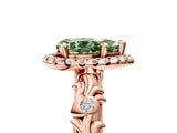 Rose gold Fancy Green Pear Cut Halo Diamond Solitaire with Filigree Band and Four-Prong Setting_5