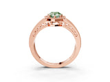 Rose gold Fancy Green Pear Cut Halo Diamond Split Shank Ring with Prong Setting_3